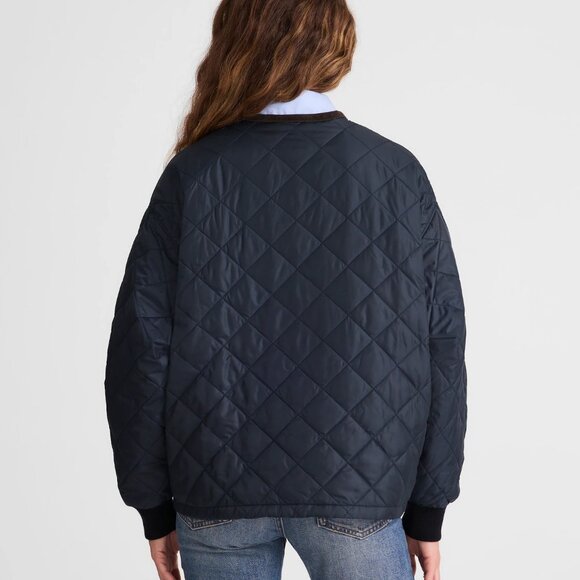 NWT Madewell Quilted Bomber Jacket Dark Navy Blue - Picture 3 of 3